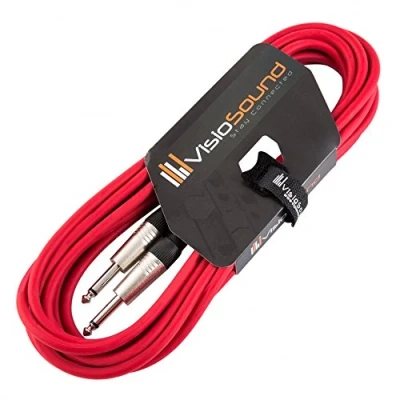 Image of Guitar Lead 6.35mm Mono Jack to Jack/Instrument Cable/Patch / 6 Colours 6m Red