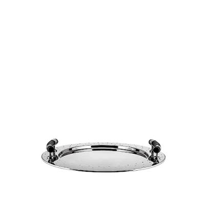 Image of Alessi Round Tray with Handles by Michael Graves, Black