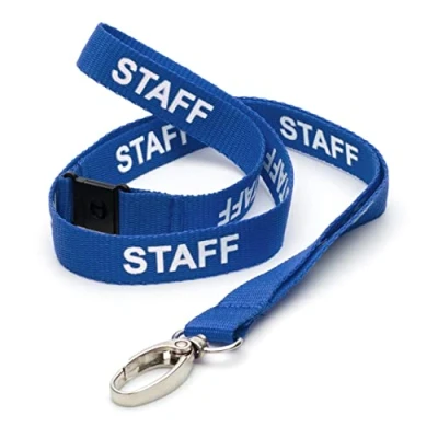 Image of CKB LTD Blue Staff LANYARDS Breakaway Safety Lanyard Neck Strap Swivel Metal Clip for ID Card Holder Pull Quick Release Design Pack of 100