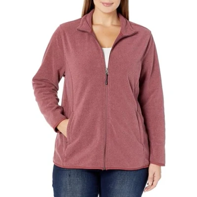 Image of Amazon Essentials Women&#039;s Classic fit Long Sleeved Full Zip Polar Soft Fleece Jacket (Available in Plus Size), Burgundy Heather, S