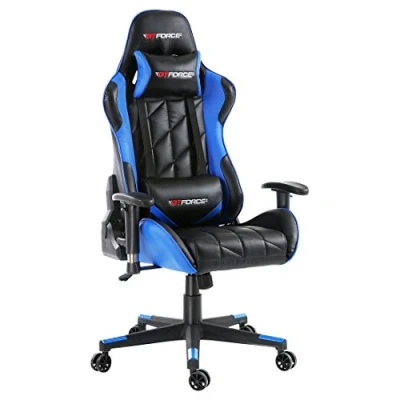 Image of GTFORCE PRO GT Reclining Sports Racing Gaming Office Desk PC CAR Faux Leather Chair (Blue)