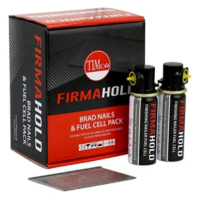Image of 2x TIMCO Firmahold Collated Brad Nails &amp; Fuel Cells 16 Gauge Angled A2 Stainless Steel ABSS1664G Pack of 2000