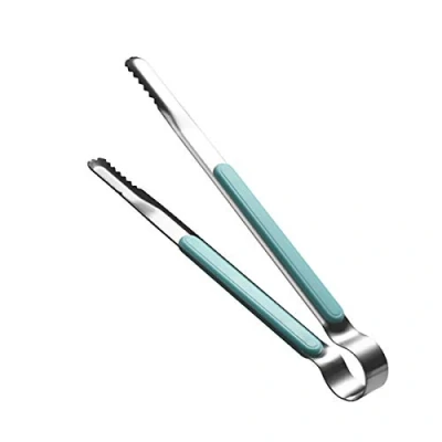 Image of Stainless Steel Kitchen Tongs Cooking Utensils Barbecue Baking Ice Salad Serving with Non Slip Easy Grip Handle (Blue)