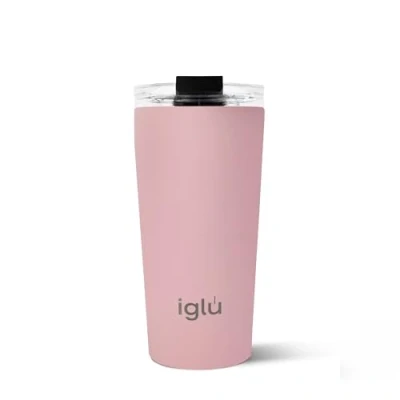 Image of iglu Reusable Coffee Cup Thermal Insulated Stainless Steel Travel Mug with Lid Double Walled Great for Hot &amp; Cold Drinks His Hers Premium Eco Friendly Gift (Himalayan Pink, 16oz)