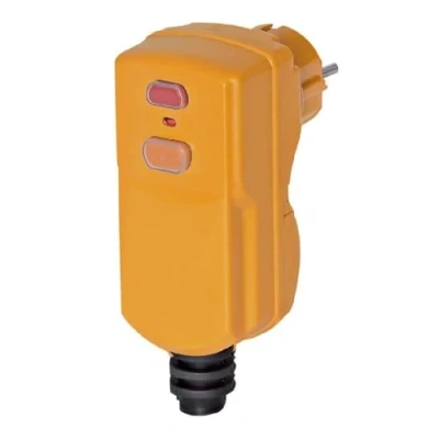 Image of Brennenstuhl Waterproof Plug (IP 55) with Differential Protection 10 mA, Male 230 V (2P+T) for Cable 3G1.5 3G2.5, Orange, Quantity: 1