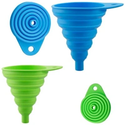 Image of 2Pcs Collapsible Silicone Funnels,Versatile Folding Kitchen Funnel Set