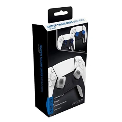 Image of Gioteck SMP PS5 Thumb Grips Megapack Caps/Caps/Protective Silicone for Playstation 5 Joysticks Non Slip Aiming Aid Controller Protector (3 Pack) White/Blue/Black