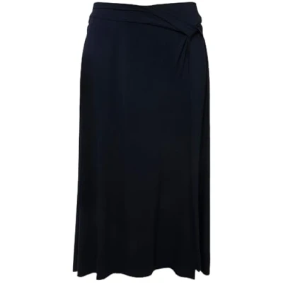 Image of Ulla Popken Women&#039;s Skirt with Special Knot Detail 829360, Navy, 28/30