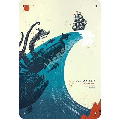 Image of Henson Florence The Machine vintage Tin Sign Logo 12 * 8 inches Advertising Eye Catching Wall Decoration