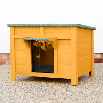 Image of FeelGoodUK Large Wooden Hide House Cat Rabbit Guinea Pig Tortoise Shelter Shade Ducks Hut 60 w x 50 d 47 h Pet (Natural, Large)