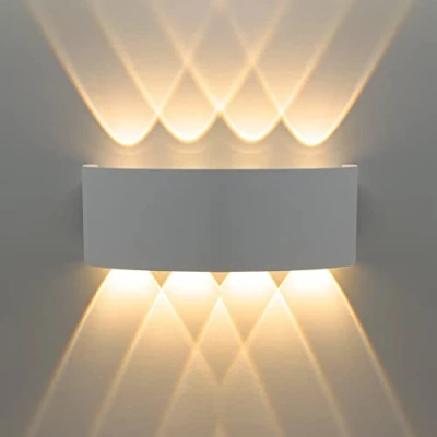 Image of G.W.S® 8W White Modern LED Sconce IP54 Indoor/Outdoor Up and Down Wall Light Warm 3000K (WL T8 WW)