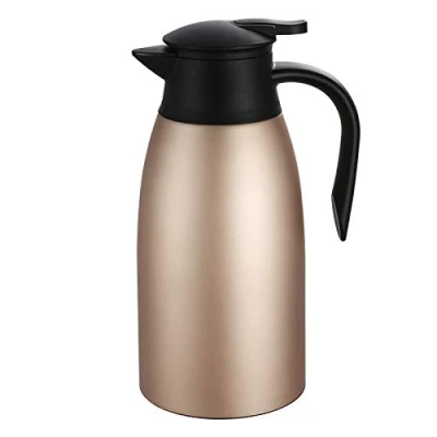 Image of Insulated Vacuum Jug 2 Litre Stainless Steel Double Walled Coffee Pot Tea Carafe, Hot &amp; Cold Drinks Dispenser, Drip Free, Rose Gold