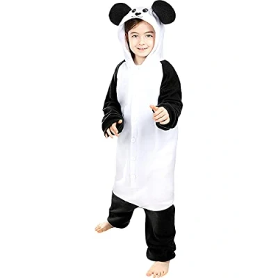 Image of Funidelia Onesie Panda Costume for boys and girls Animals, Bear Costumes kids, accessory fancy dress &amp; props Halloween, carnival parties Size 3 4 years White