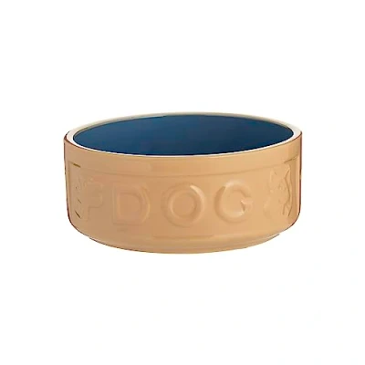 Image of Mason Cash Cane and Blue Lettered Stoneware Dog Bowl, 15cm
