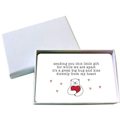 Image of Sentimental Polar Bear Hug &amp; Kiss from My Heart Metal Wallet Gift Card Missing You Love Note (with White Box)