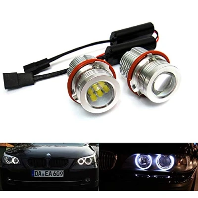 Image of RZG 2x White LED Angel Eye Headlight Halo Ring Light DRL 90W Canbus Bulb Fit For E39 E60 E87 E53 E63 E65