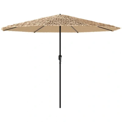 Image of vidaXL Garden Parasol with LEDs and Steel Pole Brown 324x324x247 cm