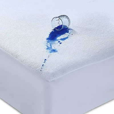 Image of Caroline Shatuik Single waterproof Mattress Protector, Bed Extra Deep Sheet Style fitted Anti Allergy Protector,Topper Terry Towel Cover (90 x 190 +30cm)