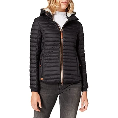 Image of camel active Women&#039;s Lightweight Quilted Jacket with Removable Hood, Black, 42