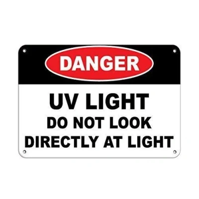 Image of Warning Sign Danger Uv Light Do Not Look Directly at Hazard Labels Business 6X8 Inches Aluminum Metal Tin