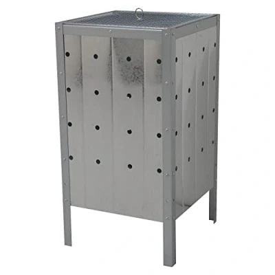 Image of Woodside 100L Square Garden Galvanised Incinerator Fire Bin Rubbish Pit