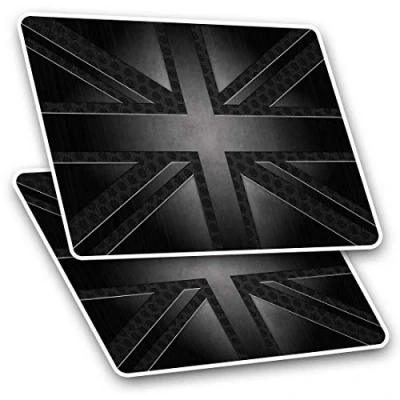 Image of Rectangle Stickers(Set of 2) 7.5cm Grunge Black British Union Jack Flag Fun Decals for Laptops,Tablets,Luggage,Scrap Booking,Fridges, #21663