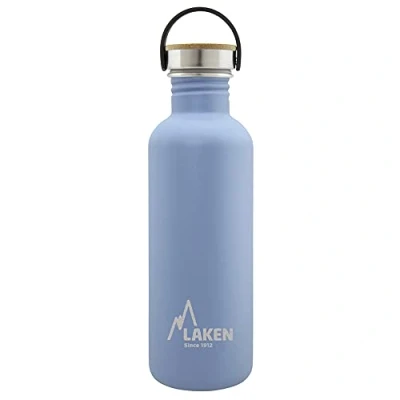 Image of Laken Basic Stainless Steel Drinking Bottle Wide Opening with Screw Cap Bambo, BPA Free 1 Litre, Blue