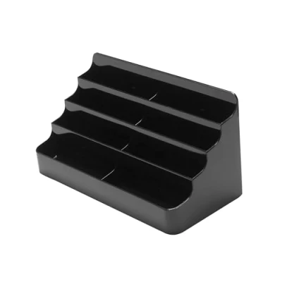 Image of Deflecto 4 Tier 8 Pocket Landscape Business Card Holder Black