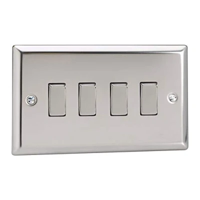 Image of Varilight XC9D Rocker Switches 4 Gang Mirror Chrome