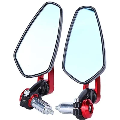 Image of 7/8&quot; 22mm Motorcycle Handlebar End Mirror Universal Motorbike Aluminum Alloy Bar Side Rearview Mirrors Round (red)