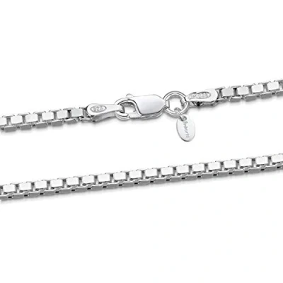 Image of Amberta 925 Sterling Silver 2 mm Venice Box Chain Necklace Size: 18 22 26 inch / 45 55 65 cm (18inch/45cm)
