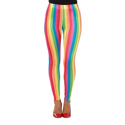 Image of Smiffys Rainbow Clown Leggings, Multi Coloured , Circus Fancy Dress, Dress Up Accessories