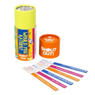 Image of Talking Tables Would You Rather Shout Out Kids Travel Game Portable, Hilarious Fun Gift for boys and girls 160 Silly Scenarios, Plastic Free, l 2+ Players. Ages 5+.