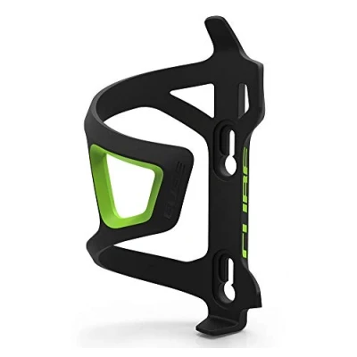 Image of Cube HPP Side Loading Cycling Bottle Cage Black/Green, Right Sided Loading/Bicycle Cycle Biking Bike Riding Ride Mountain MTB Road Bidon Vessel Flask Holder Mount Lightweight Part