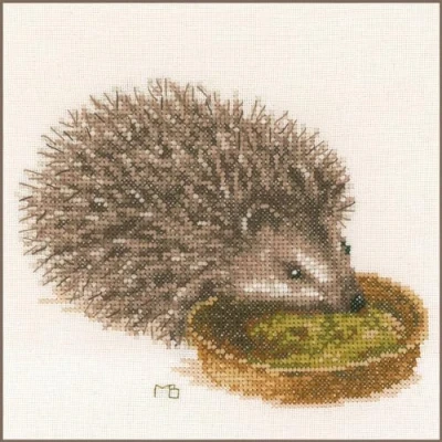 Image of Lanarte PN 0175611 MB Hedgehog Counted Cross Stitch Kit, Cotton, Multi Colour, Approx. 20 x 16 cm / 8&quot; 6.4&quot;