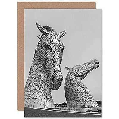 Image of Fine Art Prints Kelpies Horse Sculptures Falkirk Scotland Greetings Card