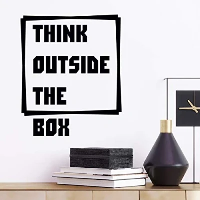 Image of Think Outside The Box Wall Art Stickers Quotes Decal Sticker Bedroom Motivational Inspirational Large Quote Vinyl Room Canvas Kitchen Office Family Word Walls transfers Kids Boys Decals Work Letter