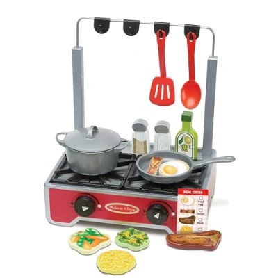 Image of Melissa &amp; Doug 19 Piece Deluxe Wooden Cooktop Set (E Commerce Packaging)