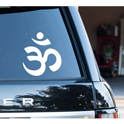 Image of Om or Aum Symbol Hindu Yoga Black White Options Sticker Decal Vinyl (White)