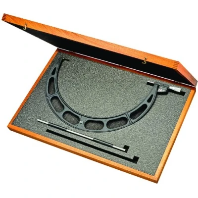 Image of Starrett 733MEXFL 25 LCD Outside Micrometre, Friction Thimble, Lock Nut, Carbide Faces, 0 25mm Range, 0.001mm Graduation, +/ 0.003mm Accuracy