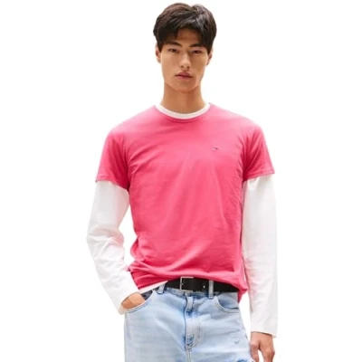 Image of Tommy Jeans Men&#039;s TJM Xslim Jersey Tee Dm0Dm04411 S/S T Shirt, Red (Vintage Cerise), XXL