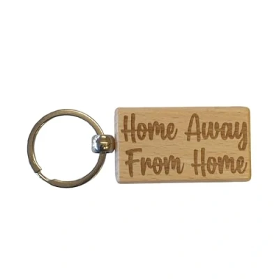 Image of Decalarama Motorhome Campervan Keyring Gift Home Away From Engraved Wooden Cute Key Fob Fun Novelty Nice Custom Present