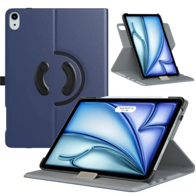 Image of TiMOVO Rotating Case for iPad Air 6th Generation 11 inch M2 2024/iPad 5th 2022/iPad 4th Gen 2020 10.9 Inch, 90 Degree Protective Stand Cover Case, Navy Blue