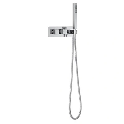Image of Milano Arvo Modern Thermostatic Mixer Valve Hand Shower Handset 1.75m Hose Chrome