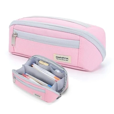 Image of Omnpak Pencil Case Large Capacity with Carry Handle School Boys Girls Teenagers Zipper Unisex Stationery Storage Spill Resistant Scratch