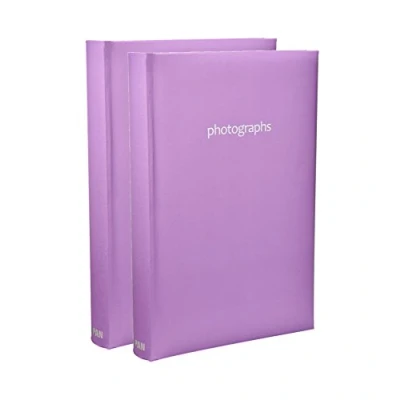Image of Arpan 2 x Photo Album Memo Slip In Case For 300 4 6 Inch / 10x15 cm Photos (Purple)