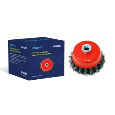 Image of Dapetz ® Twist Knot Wire Cup Brush 3&quot; 75mm for 115mm Angle Grinders M14 Thread Metal and Stone Working, Cleaning, Surface Preparation Fabrication Tasks