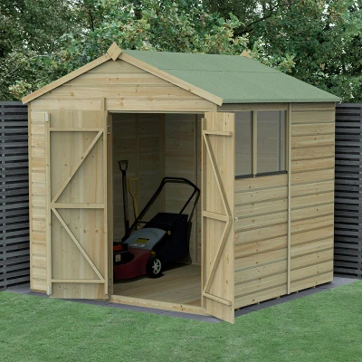 Image of 7&#039; x Forest Beckwood 25yr Guarantee Shiplap Pressure Treated Double Door Apex Wooden Shed (2.28m 2.12m)