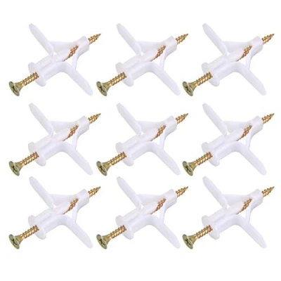 Image of 100 Plasterboard Wall Plugs and Screws Set(50 Fixing Expansion Plug Anchor Bolts + 50 Screws), Heavy Duty Tube with Countersunk for Hollow Drywall Cavity TV Brackets