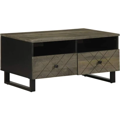 Image of vidaXL Coffee Table Black 80x54x40 cm Solid Wood Mango